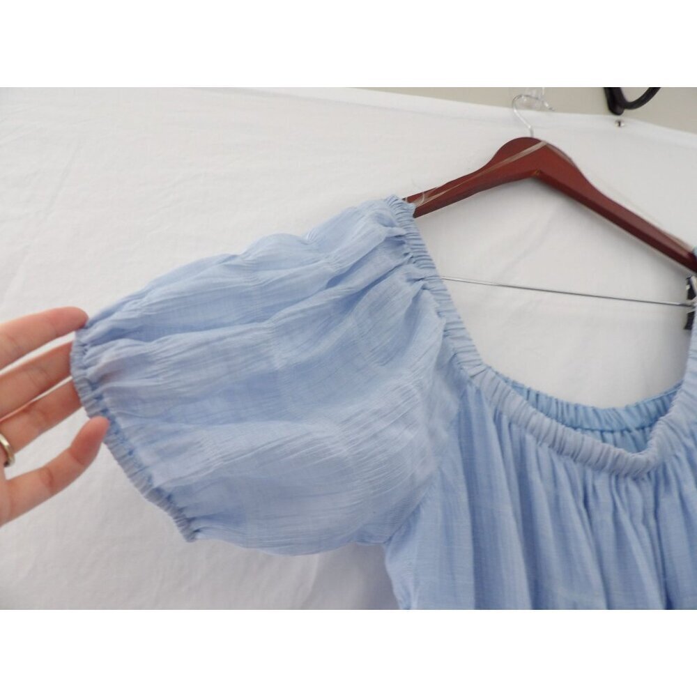 On and Off the Shoulder Kendal Maxi Dress with Ruffled Tiers in Blue | Large - Picture 12 of 13